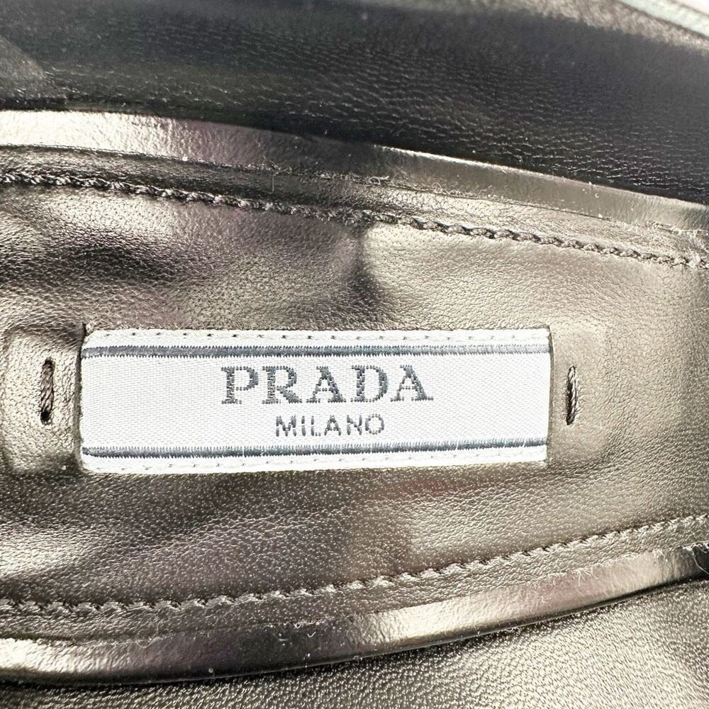 PRADA Modellerie Black Mary Jane Heels Size 40 US 9.5 Pointed Square Toe Pump - Picture 10 of 15